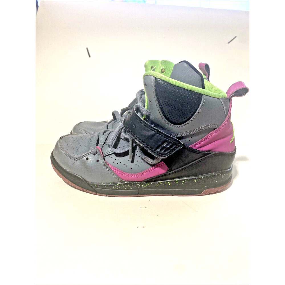 Kids Youth Jordan Flight 45 High GS Cool Grey Lime Basketball Shoes Size 3Y‎